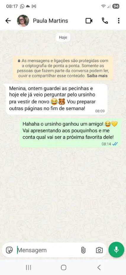 Depoimento de mãe no WhatsApp