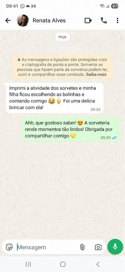 Depoimento de mãe no WhatsApp