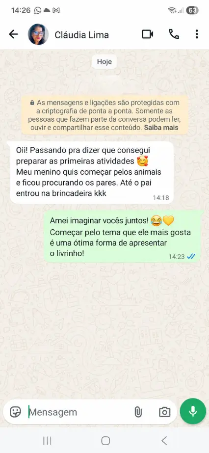Depoimento de mãe no WhatsApp